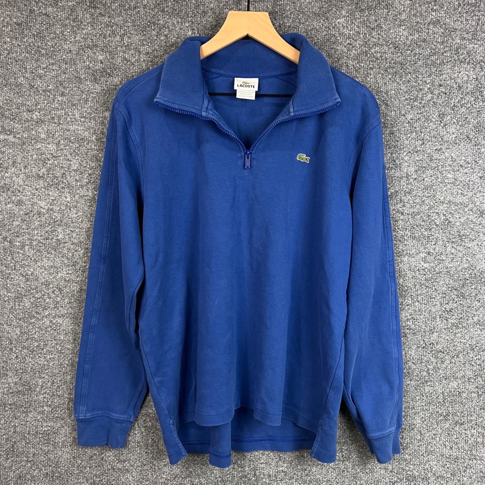 Lacoste Blue 1/4 Zip Pullover Sweatshirt Mens‎ Long Sleeve Casual size 6
